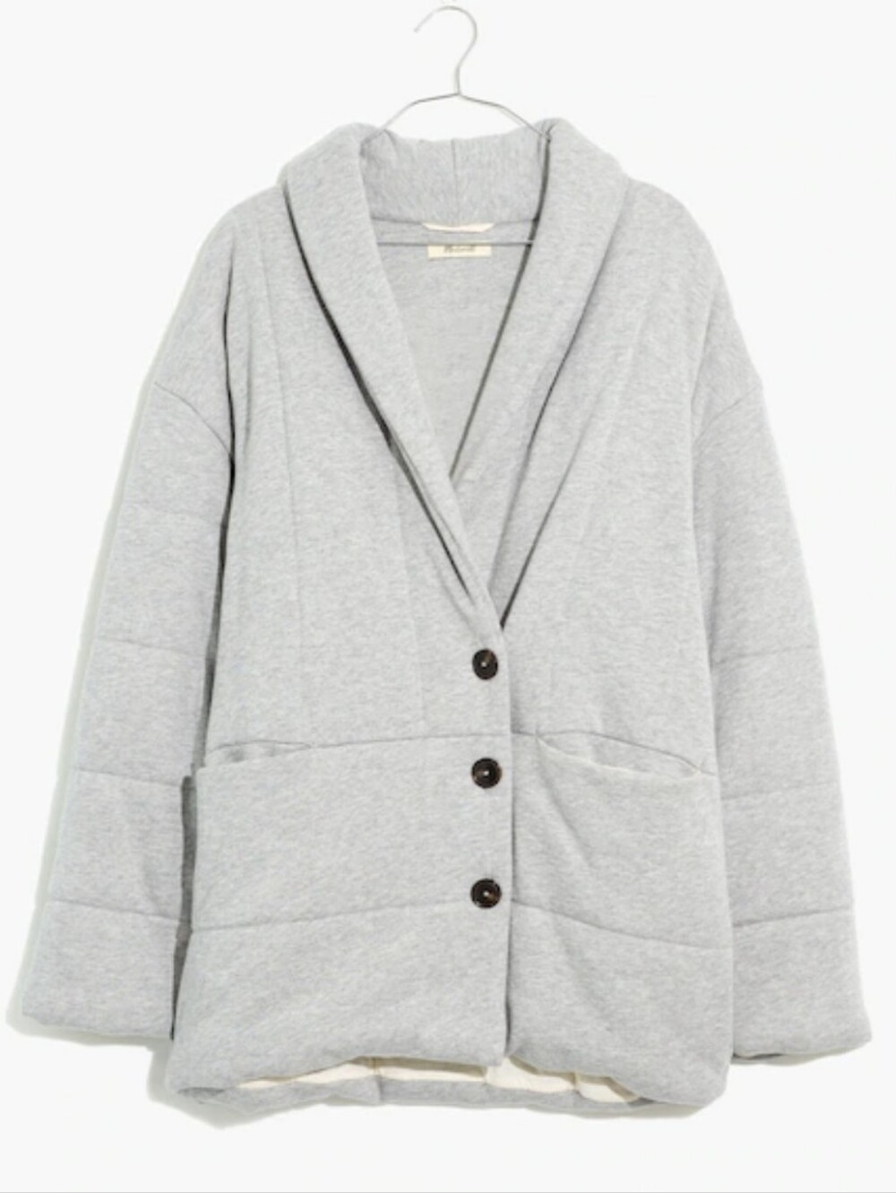 Madewell Sweatshirt Puffer Coat Heather Cement Grey Size Small